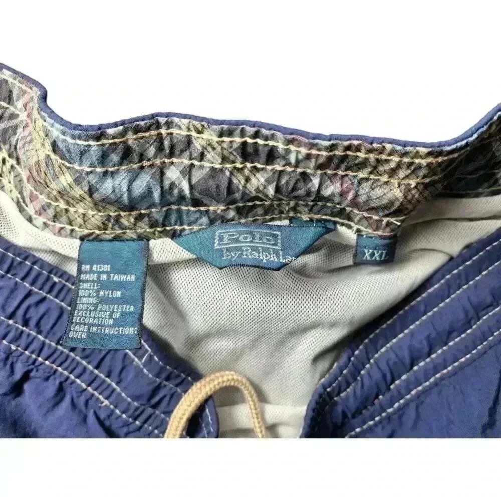 Vintage Polo Ralph Lauren Swim Trunks Mens XXL Navy Blue Bathing Suit Shorts - Picture 8 of 10